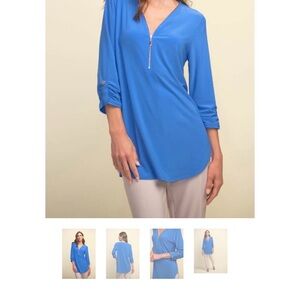 WOMEN'S JOSEPH RIBKOFF | ZIPPER DETAIL TOP | AEGEAN SEA BLUE